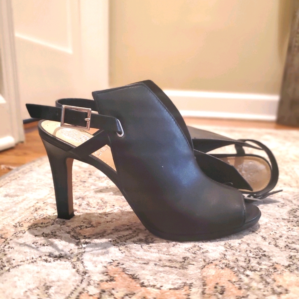 Vince Camuto Leather Slingbacks with Peeptoes